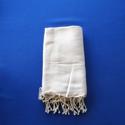 Fouta "Tunisienne" Nid d'Abeille Beige Uni